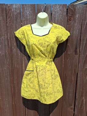 Vintage Yellow Printed Women's Apron